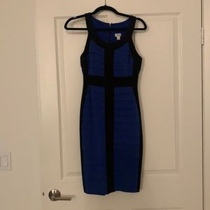 Blue and black Cache dress. Perfect for weddings